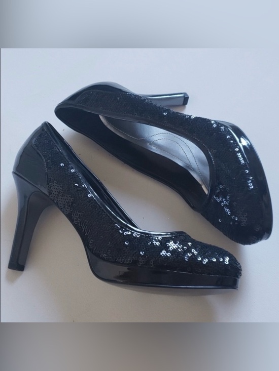 Elie Tahari Shoes - Tahari Black Sequin Cheryl Platform Heels